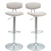 VASCO Tabourets de bar design réglables en tissu effet velours texturé beige et métal ( lot de 2 )