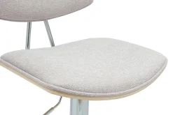 VASCO Tabourets de bar design réglables en tissu effet velours texturé beige et métal ( lot de 2 )