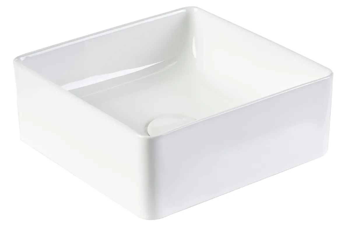 Vasque carrée en céramique blanche L30.5 cm CLEMI