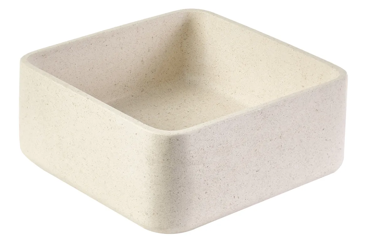 Vasque carrée en pierre naturelle beige L30 cm FENG