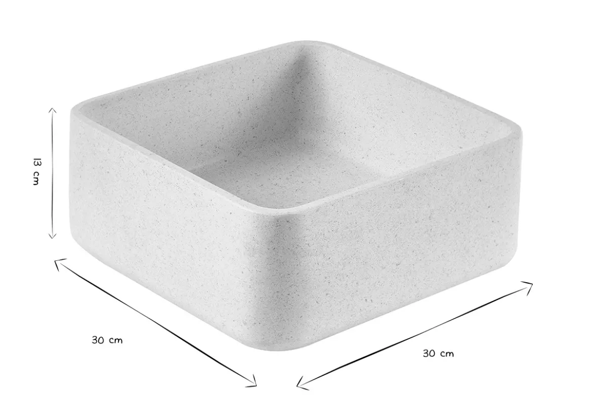 Vasque carrée en pierre naturelle beige L30 cm FENG