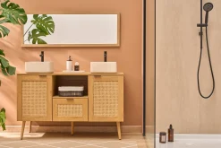 Vasque carrée en pierre naturelle beige L30 cm FENG