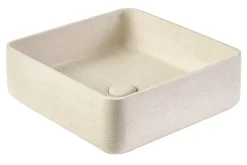 Vasque carrée en pierre naturelle beige L40 cm FENG