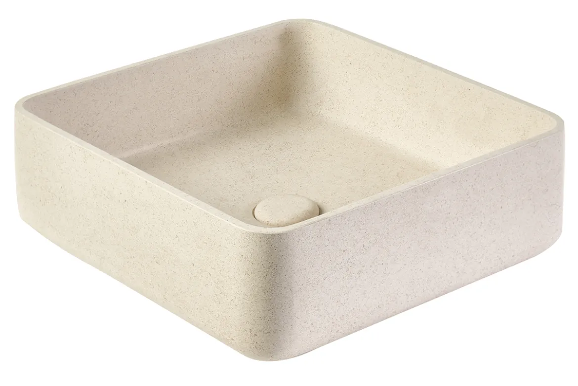 Vasque carrée en pierre naturelle beige L40 cm FENG