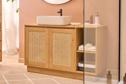 Vasque carrée en pierre naturelle beige L40 cm FENG