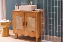 Vasque carrée en pierre naturelle beige L40 cm FENG