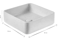 Vasque carrée en pierre naturelle beige L40 cm FENG