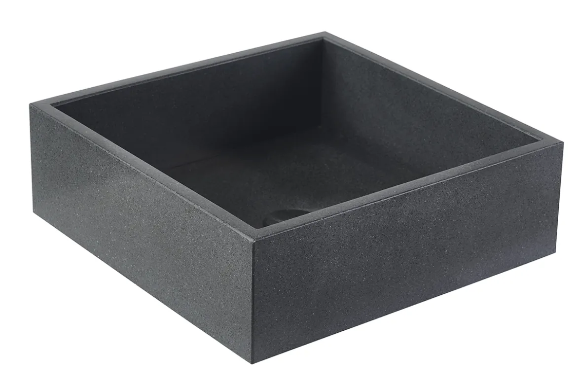 Vasque carrée en terrazzo noir L40 cm LOUSSA
