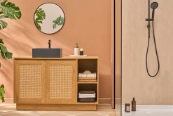 Vasque carrée en terrazzo noir L40 cm LOUSSA