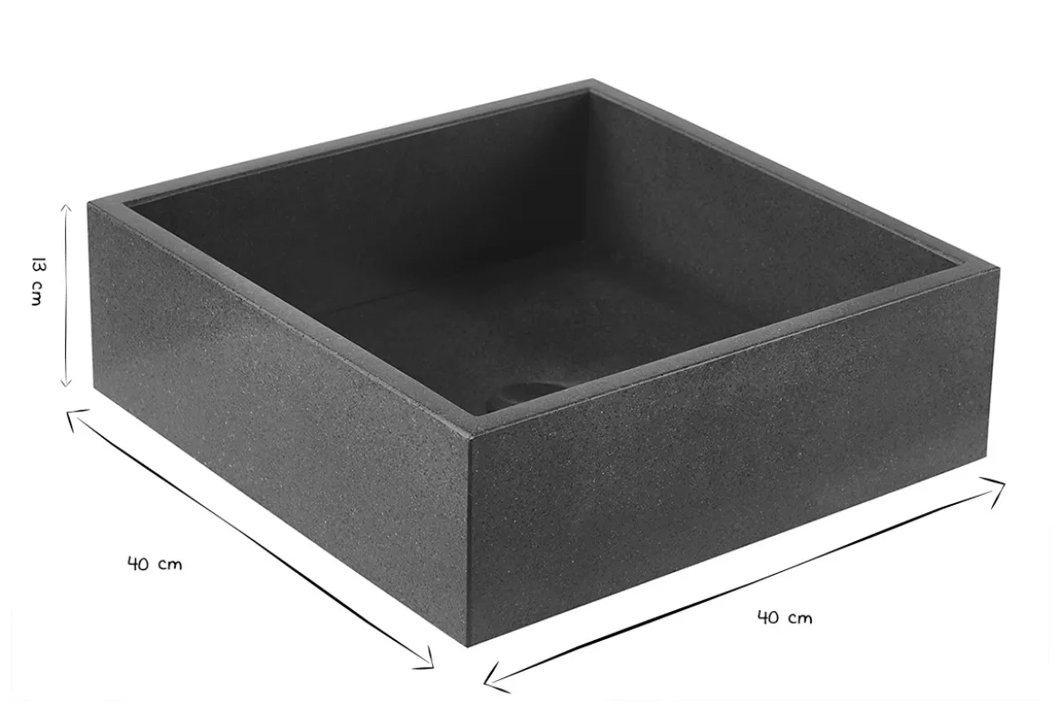 Vasque carrée en terrazzo noir L40 cm LOUSSA