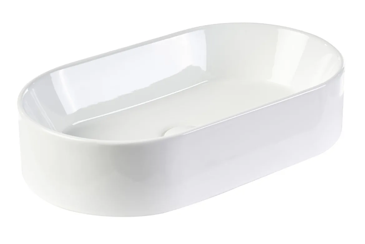 Vasque ovale en céramique blanche L52.5 cm YARA