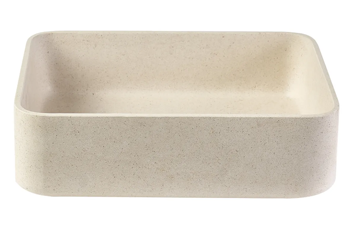Vasque rectangulaire en pierre naturelle beige L48 cm ALIZEE