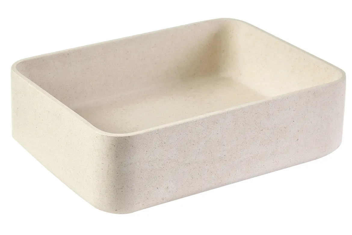 Vasque rectangulaire en pierre naturelle beige L48 cm ALIZEE