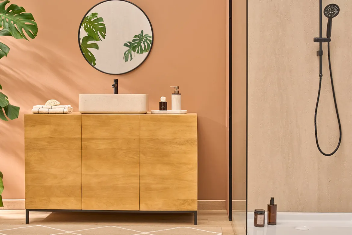 Vasque rectangulaire en pierre naturelle beige L48 cm ALIZEE