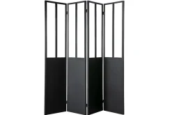 Verrière atelier paravent industriel en métal noir et verre 4 vantaux L160 cm RACK