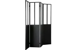 Verrière atelier paravent industriel en métal noir et verre 4 vantaux L160 cm RACK