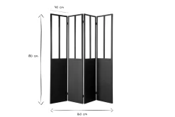 Verrière atelier paravent industriel en métal noir et verre 4 vantaux L160 cm RACK